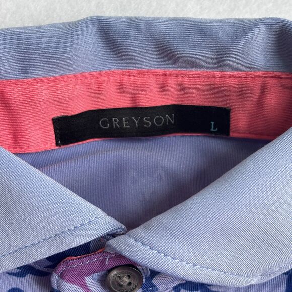 Greyson Youth Seals and Wolf Pring Polo Boys L 8-9 Blue Golf Performance Preppy - Picture 4 of 9